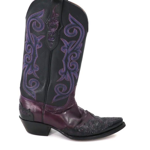 Black Jack Other - Black Jack Men's Hand Tooled Cowboy Boots HT106 Size 9.5 EE Wide Purple